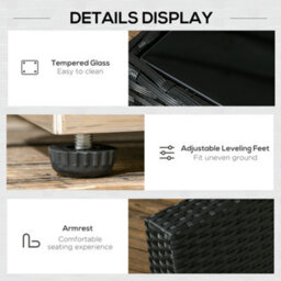 Outsunny 8 Pieces Patio Rattan Sofa Set Outdoor Garden Furniture Set Black - thumbnail 7