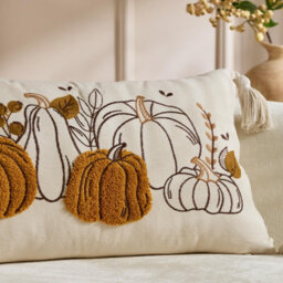 Amorly 30X50Cm Fall Lumbar Pillow Cover, Embroidered Orange Pumpkin Cushion Case, Autumn Decorative Throw Cover For Sofa, Bed, Couch - thumbnail 5