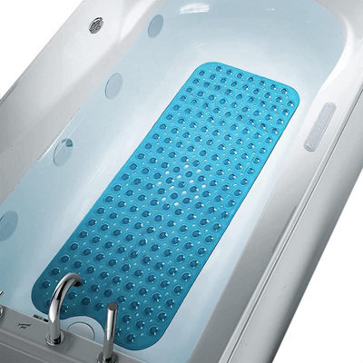 Blue Extra Long Bath Mat 70X38Cm - Non-Slip, Strong Suction, Anti-Mold Shower Mat - image 1