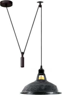 Ledsone Brushed Silver Pulley Pendant Lamp 2M Pendant Light Industrial Hanging Light Fixture For Kitchen Island - image 1