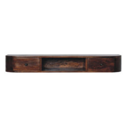 Wyld Haus Waimea Curved 2-Drawer Wall-Mounted Console Solid Mango Wood Chestnut 1100X300X150mm - thumbnail 2