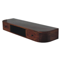 Wyld Haus Waimea Curved 2-Drawer Wall-Mounted Console Solid Mango Wood Chestnut 1100X300X150mm - thumbnail 5