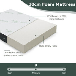 Costway Tri Folding Foam Mattress Portable Floor Foam Mattress Topper W/ Bamboo Fiber - thumbnail 8