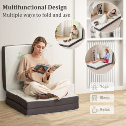 Costway Tri Folding Foam Mattress Portable Floor Foam Mattress Topper W/ Bamboo Fiber - thumbnail 7