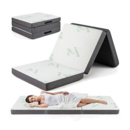 Costway Tri Folding Foam Mattress Portable Floor Foam Mattress Topper W/ Bamboo Fiber - thumbnail 1