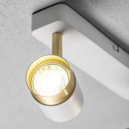 CGC Lighting Cgc Orio White And Brushed Gold Double Two Head Gu10  Adjustable Ceiling Spot Light Bar - thumbnail 3
