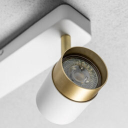CGC Lighting Cgc Orio White And Brushed Gold Double Two Head Gu10  Adjustable Ceiling Spot Light Bar - thumbnail 4