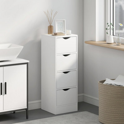 Homcom 4-Drawer Bathroom Cabinet, Freestanding Narrow Cabinet, White - image 1
