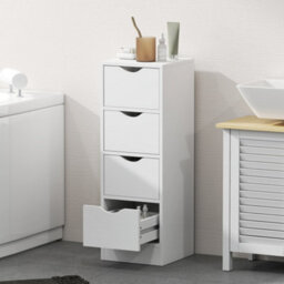 Homcom 4-Drawer Bathroom Cabinet, Freestanding Narrow Cabinet, White - thumbnail 8
