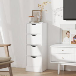 Homcom 4-Drawer Bathroom Cabinet, Freestanding Narrow Cabinet, White - thumbnail 9