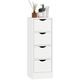 Homcom 4-Drawer Bathroom Cabinet, Freestanding Narrow Cabinet, White - thumbnail 2