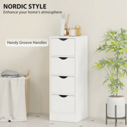 Homcom 4-Drawer Bathroom Cabinet, Freestanding Narrow Cabinet, White - thumbnail 6