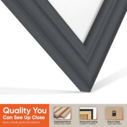 "AK Frames 25X17"" Dark Grey Classic Vinyl Record Frame With White Mount For 12 Inch Lp Cover & Disc - Overlapped Design" - thumbnail 3