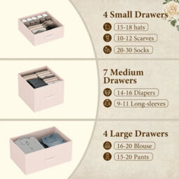 Pink Tall 15 Drawer Dresser Bedroom Storage Chest Organizer - thumbnail 5