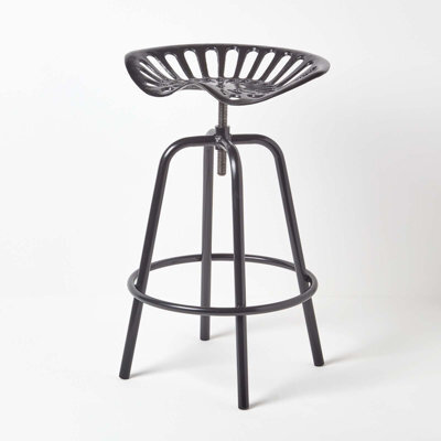 Homescapes Vintage Style Metal Black Adjustable Tractor Seat - image 1