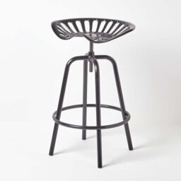 Homescapes Vintage Style Metal Black Adjustable Tractor Seat - thumbnail 1