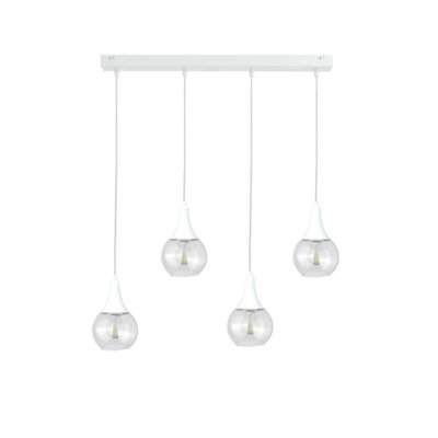 Luminosa Lighting Luminosa Lacrima Bar Pendant Ceiling Light White Transparent Glass Shade 4X E27 - image 1