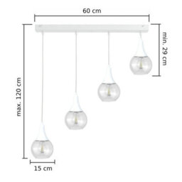Luminosa Lighting Luminosa Lacrima Bar Pendant Ceiling Light White Transparent Glass Shade 4X E27 - thumbnail 2