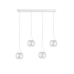 Luminosa Lighting Luminosa Lacrima Bar Pendant Ceiling Light White Transparent Glass Shade 4X E27 - thumbnail 1