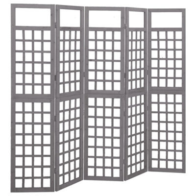Berkfield 5-Panel Room Divider/trellis Solid Fir Wood Grey 201.5X180 Cm - image 1