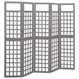 Berkfield 5-Panel Room Divider/trellis Solid Fir Wood Grey 201.5X180 Cm - thumbnail 1