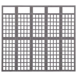 Berkfield 5-Panel Room Divider/trellis Solid Fir Wood Grey 201.5X180 Cm - thumbnail 2