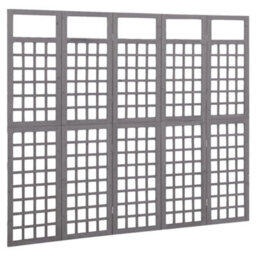 Berkfield 5-Panel Room Divider/trellis Solid Fir Wood Grey 201.5X180 Cm - thumbnail 3