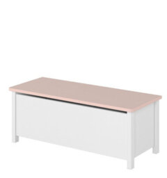 Arte Spacious Luna Toy Box In White Matt & Pink - Safe & Stylish Storage Solution (H)390mm (W)990mm (D)420mm