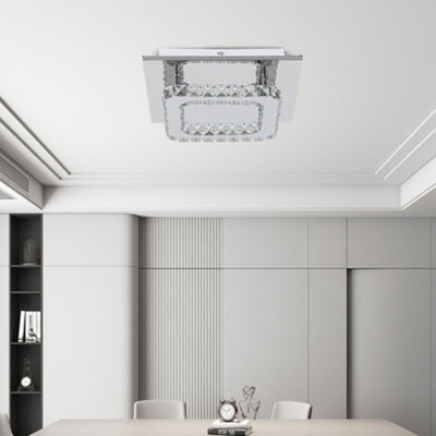 Darphe 24W Square Chrome Plated Crystal Ceiling Light For Living Room And Dining Room Decorative Light - image 1