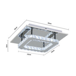 Darphe 24W Square Chrome Plated Crystal Ceiling Light For Living Room And Dining Room Decorative Light - thumbnail 9