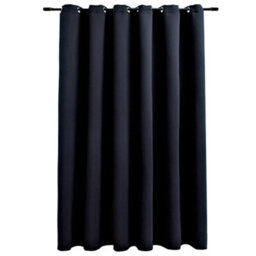 Berkfield Blackout Curtain With Metal Rings Black 290X245 Cm - thumbnail 2