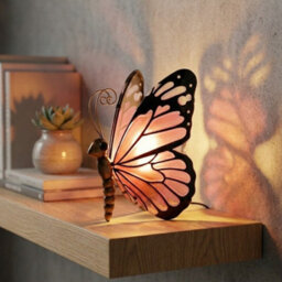 Garden Greatness Cerise Butterfly Led Table Lamp