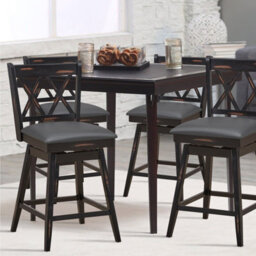 Gainoom Set Of 2 Black Bar Stools Counter Height Chair Pub Swiveling Upholstered Seat 24Inch - thumbnail 9