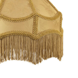 Happy Homewares Gold Faux Silk Victorian Lamp Shade With Textured Floral Decor And Long Tassels - thumbnail 3