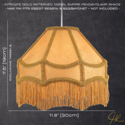 Happy Homewares Gold Faux Silk Victorian Lamp Shade With Textured Floral Decor And Long Tassels - thumbnail 6