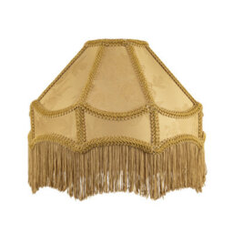 Happy Homewares Gold Faux Silk Victorian Lamp Shade With Textured Floral Decor And Long Tassels - thumbnail 1