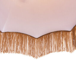 Happy Homewares Gold Faux Silk Victorian Lamp Shade With Textured Floral Decor And Long Tassels - thumbnail 4