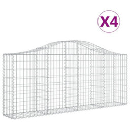 Berkfield Arched Gabion Baskets 4 Pcs 200X30X80/100 Cm Galvanised Iron - thumbnail 2