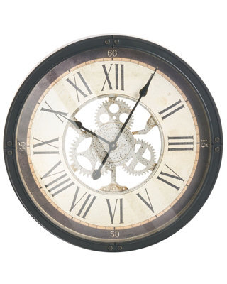 Wyld And Coco Classic Wall Clock 50 Cm Black With Exposed Gears And Roman Numerals - image 1