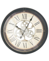Wyld And Coco Classic Wall Clock 50 Cm Black With Exposed Gears And Roman Numerals - thumbnail 1