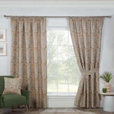 "Sundour Kyoto Fully Lined Pencil Pleat Curtains Natural 66X72"" Ready Made Curtain Pair" - image 1