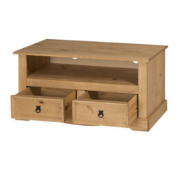 Mercers Furniture Corona Flat Screen 2 Drawer Wide Tv Unit Solid Pine With Mexican Styling - thumbnail 2