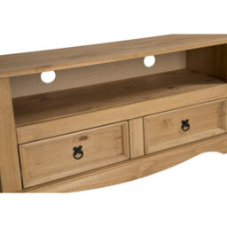 Mercers Furniture Corona Flat Screen 2 Drawer Wide Tv Unit Solid Pine With Mexican Styling - thumbnail 3