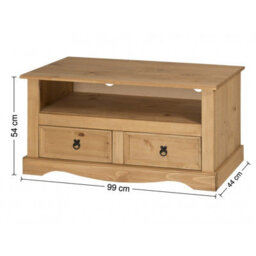 Mercers Furniture Corona Flat Screen 2 Drawer Wide Tv Unit Solid Pine With Mexican Styling - thumbnail 4