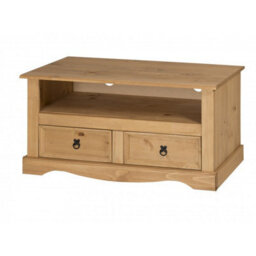 Mercers Furniture Corona Flat Screen 2 Drawer Wide Tv Unit Solid Pine With Mexican Styling - thumbnail 5