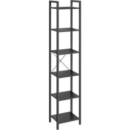 Songmics 6-Tier Bookshelf, Bookcase, Shelving Unit, Book Rack, For Office, Study, Industrial, Ebony Black And Black - thumbnail 8