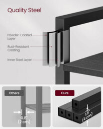 Songmics 6-Tier Bookshelf, Bookcase, Shelving Unit, Book Rack, For Office, Study, Industrial, Ebony Black And Black - thumbnail 6