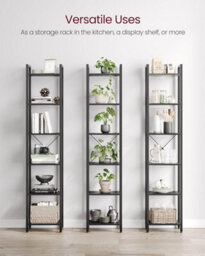Songmics 6-Tier Bookshelf, Bookcase, Shelving Unit, Book Rack, For Office, Study, Industrial, Ebony Black And Black - thumbnail 7