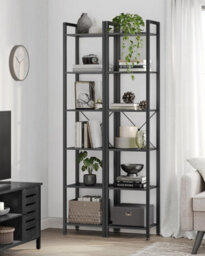 Songmics 6-Tier Bookshelf, Bookcase, Shelving Unit, Book Rack, For Office, Study, Industrial, Ebony Black And Black - thumbnail 4