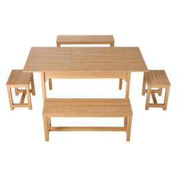 Extendable Kitchen Dining Table And 2 Benches 2 Stools Set For Small Room Space - thumbnail 5
